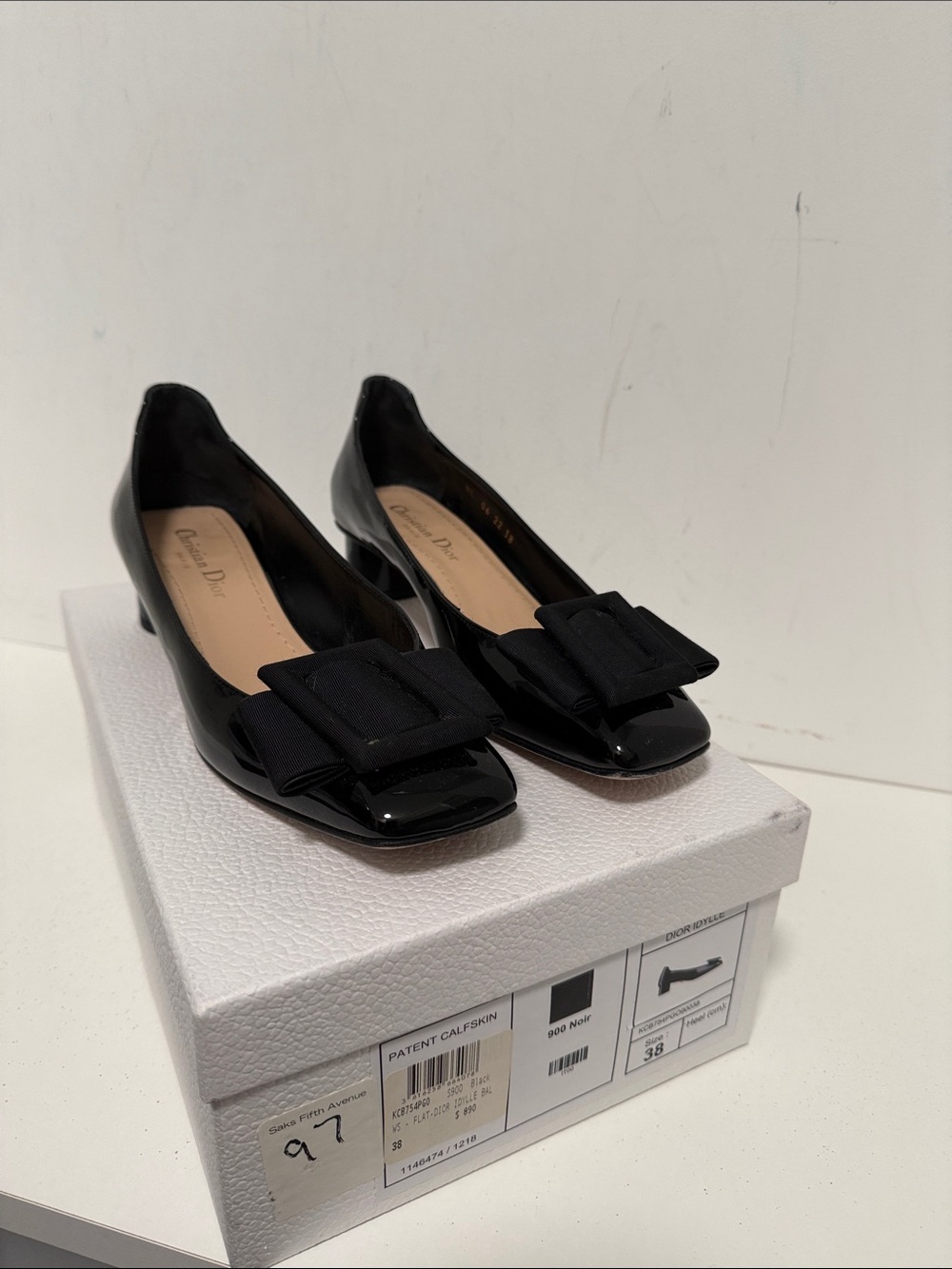 Dior Black Patent Leather Bow Pumps